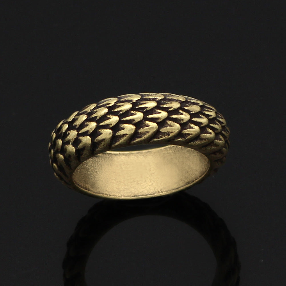 Vintage Dragonscale Ring Nordic Viking Design Ancient Silver Polished Finish Sleek Simple Shape Fine Workmanship Gift