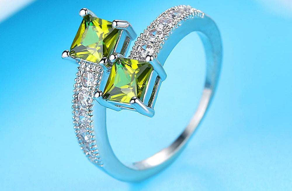 Womens Double Zircon Geometric Copper Cubic Zirconia Electroplated Jewelry Party Engagement Anniversary Wedding