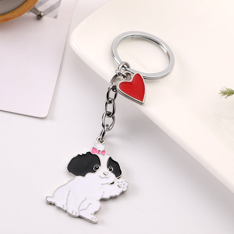 Cute Waving Puppy Dog Keychain Keyring Alloy Metal Charm Car Accessory Fashionable Gift For Dog Lovers For All