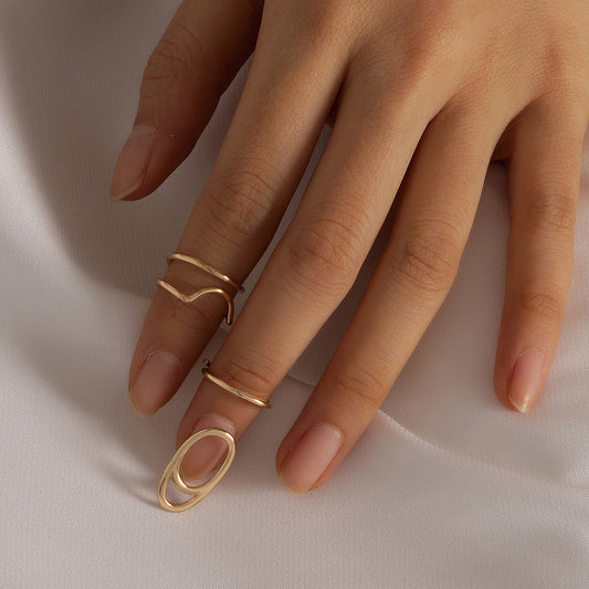 Womens Copper Rings Set 2 Gold Fashion Jewelry Finger Buckle Rings Elegant Jewelry Set For Womens Girls Trendy Trendy