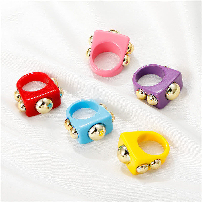 Geometric Resin Ring For Women Acrylic Finger Ring Statement Accessory Exaggerated Design Jewelry Trendy Style