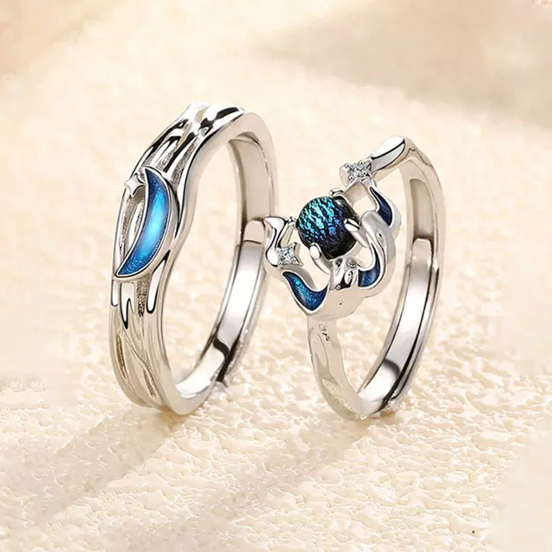 Adjustable Copper Couple Rings For Men And Women Geometric Electroplated Promise Anniversary Jewelry For Couple