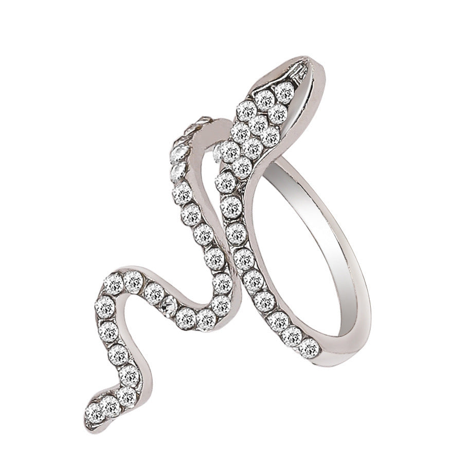 Womens Snake Ring With Rhinestones Diamonds Animal Zodiac Design Alloys Fashion Jewelry Statement Ring Parties