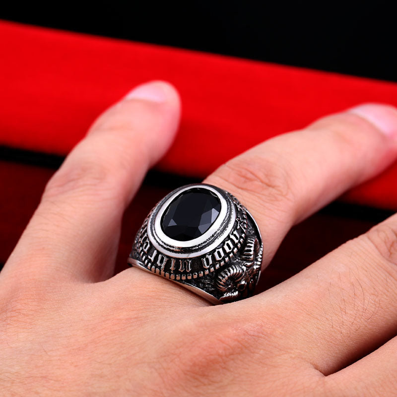 Mens Titanium Steel Ring Black Zircon Mosaics Wide Band Electroplated Fashion Jewellery Height 24mm Width 25mm