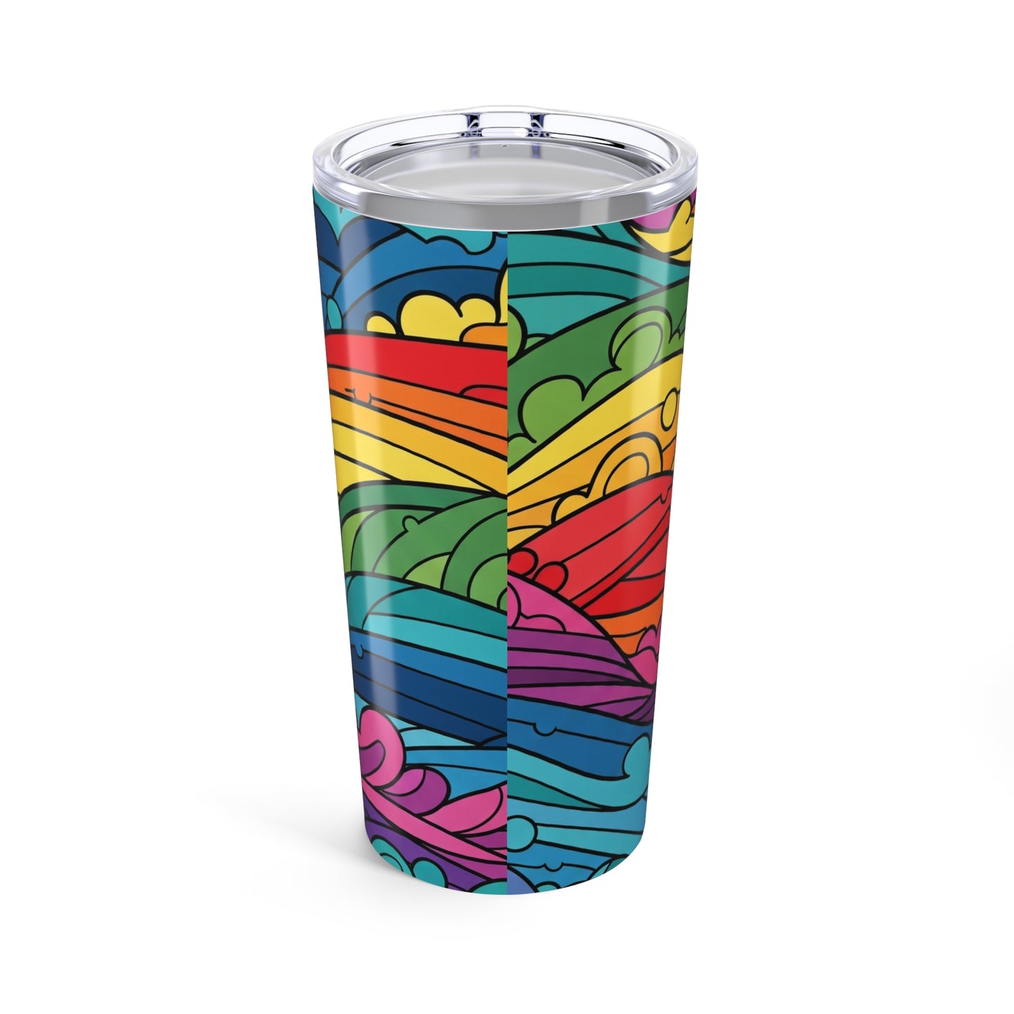 20 Oz Stainless Steel Tumbler Double Wall Vacuum Insulation Spill Resistant Printed Design For Hot And Cold Drinks
