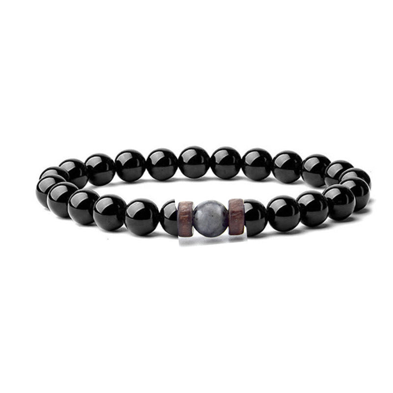 Unisex Volcanic Rock Bracelet With Wooden Beads Geometric Round Natural Stone Jewelry For Men And Women Casual