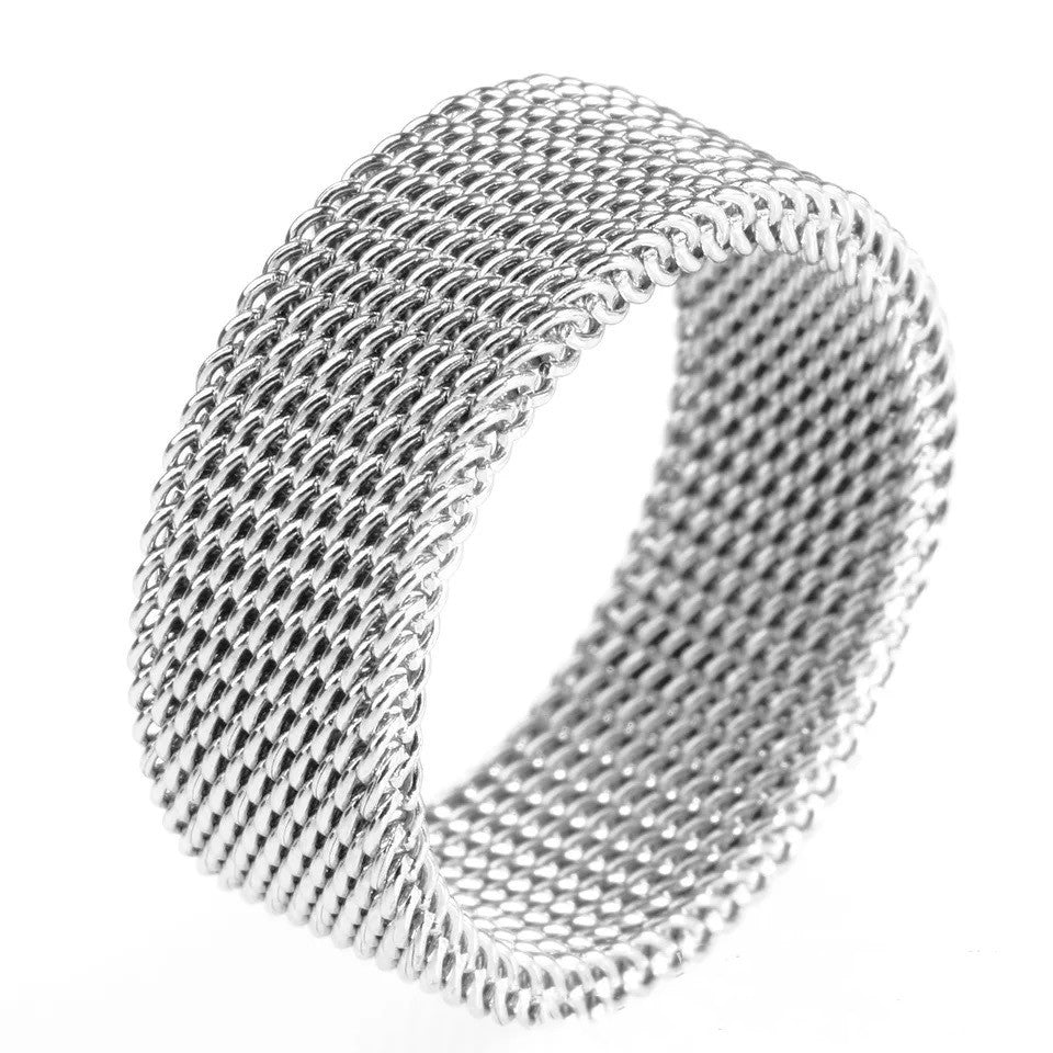 Stainless Steel Deformation Mesh Rings Korean Fashionable Rings Gift Independent Packaging For Women And Gents