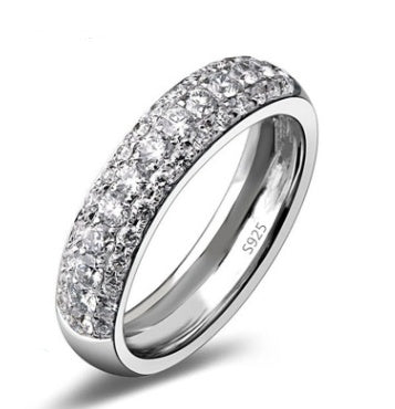 Elegant Rhodium Plated AAA Zircon Inlaid Ring White Copper Platinum Plated Korean Design Fashion Jewelry Gifts