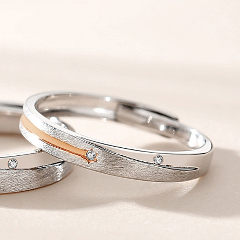 Sterling Silver Couple Rings Open Adjustable Korean Matching Bands For Him And Her Promise Jewelry Gifts Rings