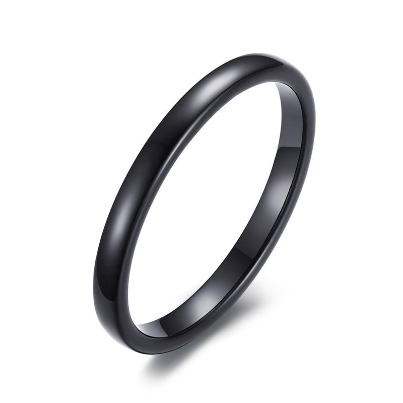 Plain Tungsten Steel Ring for Women Bezel Set Wedding Band Fashion Jewelry 2mm Wide Elegant Daily Minimal Ring