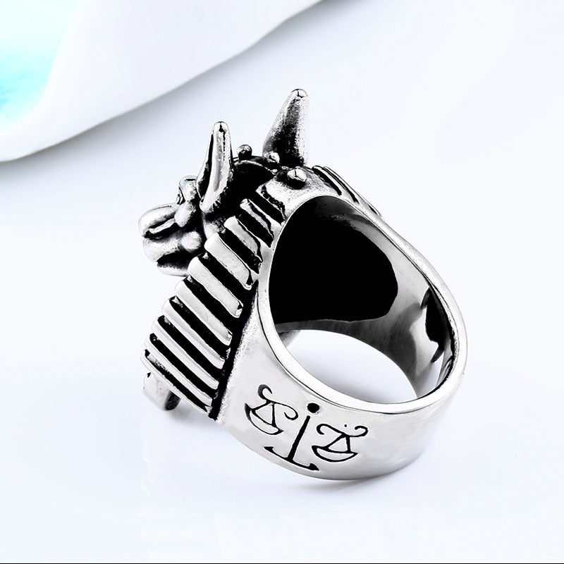 Men's Wolf Head Ring Stainless Steel Bold Retro Design For Men Fashion Accessories Durable Retro Style Jewelry