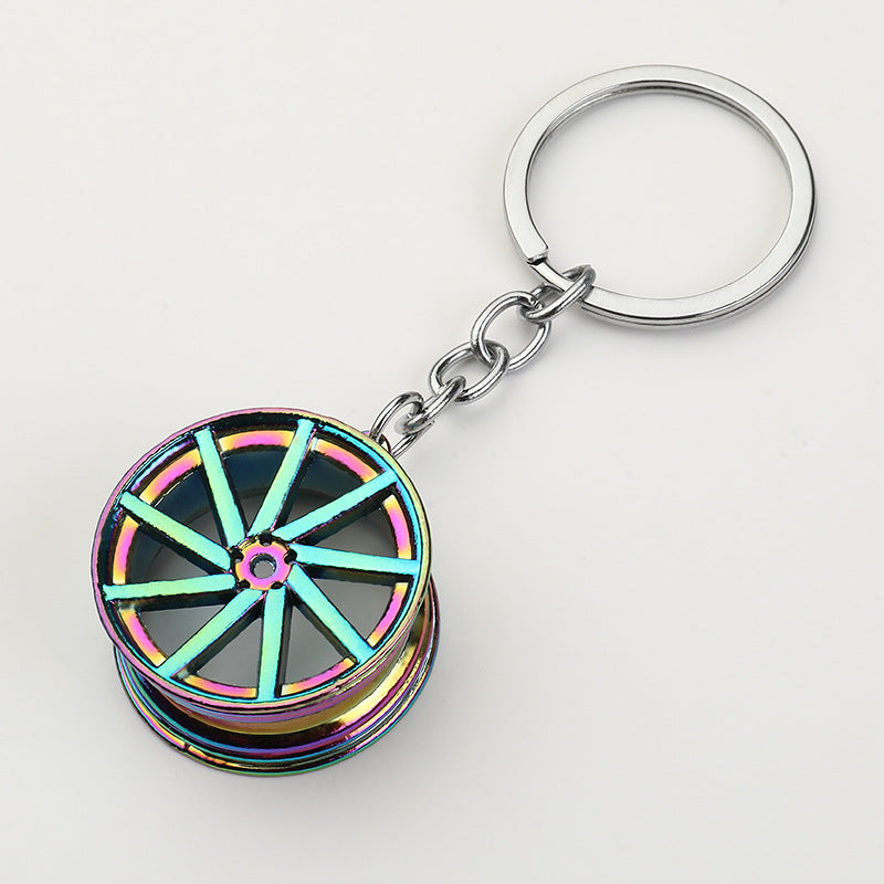 Car Wheel Hub Keychain Zinc Alloy Key Ring National Fashion Design Auto Wheel Key Ring Gift Black White Car Accessory