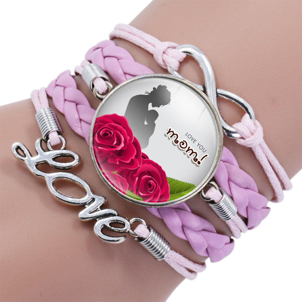 Womens Leather Bracelet With Gemstone Beads Adjustable Layered Bangle Fashion Jewelry Gift For Her Elegant Everyday