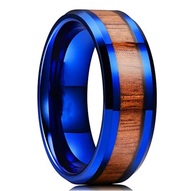 Leaf Pattern Stainless Steel Ring For Women Fashion Jewelry Silver Black Blue Rose Gold Bark Finish Elegant Gift Idea