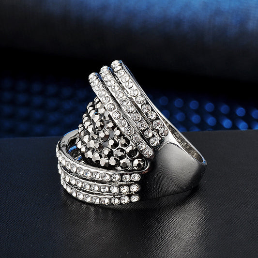 Rhinestone Inlaid Alloy Ring Elegant Fashion Jewelry Spark