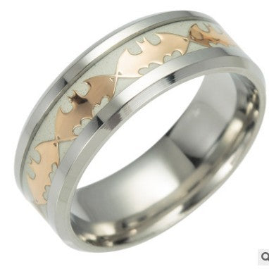 Stainless Steel Luminous Symbols Ring For Men Glowing Durable Jewelry Gift Ready Everyday Wear Modern Stylish Accessory