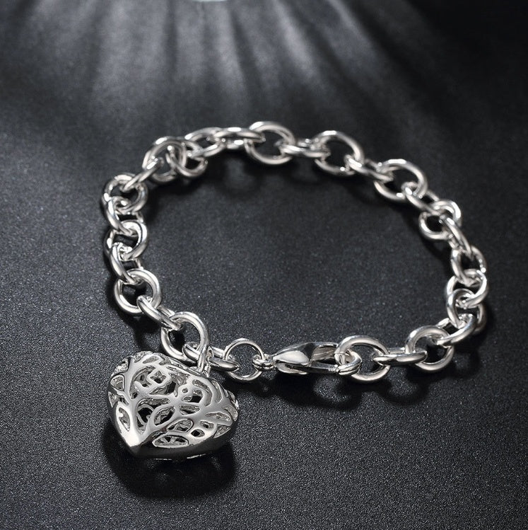 Unisex Silver Plated Copper Geometric Bracelet With Hollow Bangle Radiation Protection European Style For Everyday Wear