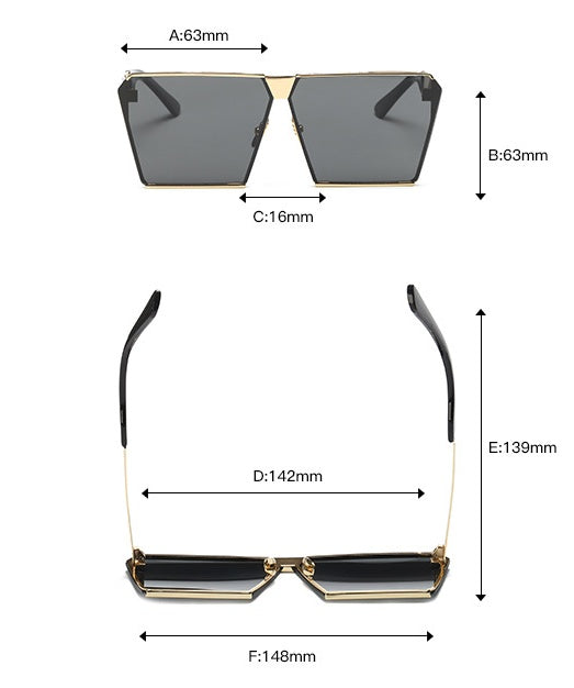 Womens Polarized Square Sunglasses UV400 Protection Trendy Fashion Eyewear Metal and Plastic Frame TAC Lenses Durable