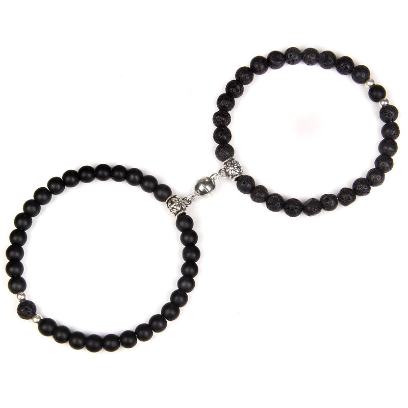 Couple Bracelets Set With Magnetic Buckle Matching Bracelet Simple Geometric Design Ethnic Retro Jewelry Anniversary