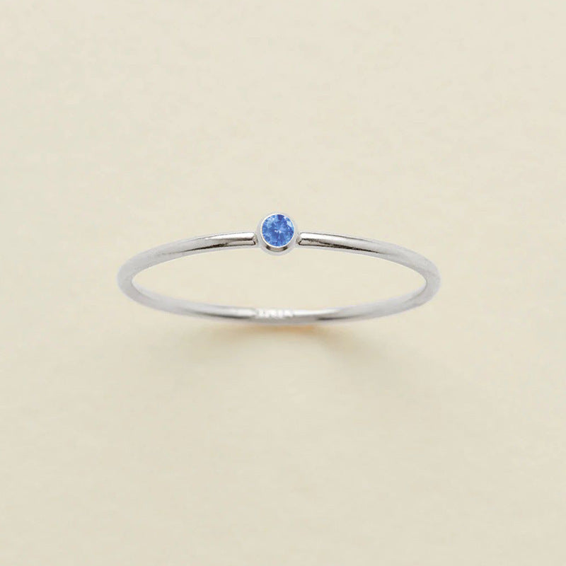 Stainless Steel Geometric Ring With Diamond Accents And Colorful Simulated Birthstone Anniversary Ring For Women Girls