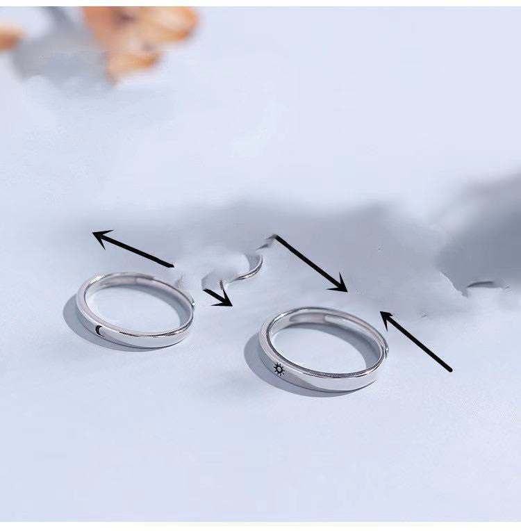 Sun And Moon Couple Rings Adjustable Matching Rings For Him And Her Celestial Copper Promise Bands For Couples