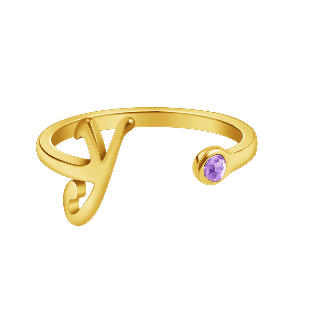 Womens Stainless Steel Initial Letter Ring With Diamond Accent Personalized Fashion Jewelry In Many Colors Now