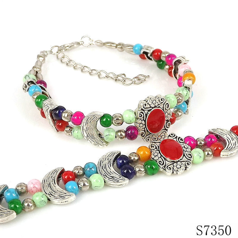 Unisex Bracelet With Tibetan Silver Beads Bohemian Ethnic Fashion Jewelry Travel Accessory And Trade Show Gift