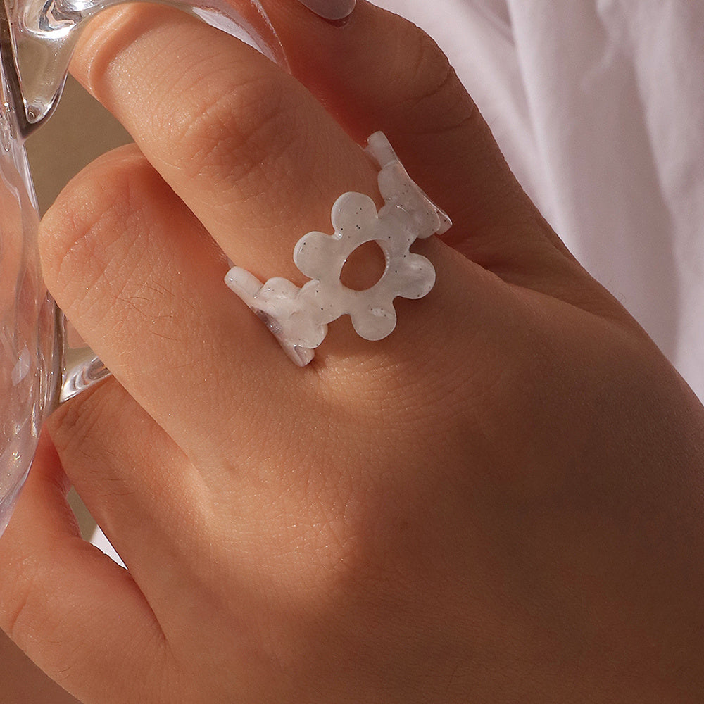 Women Geometric Acrylic Ring Irregular Design Electroplated Ring Fashion Finger Ring European American Style Jewelry