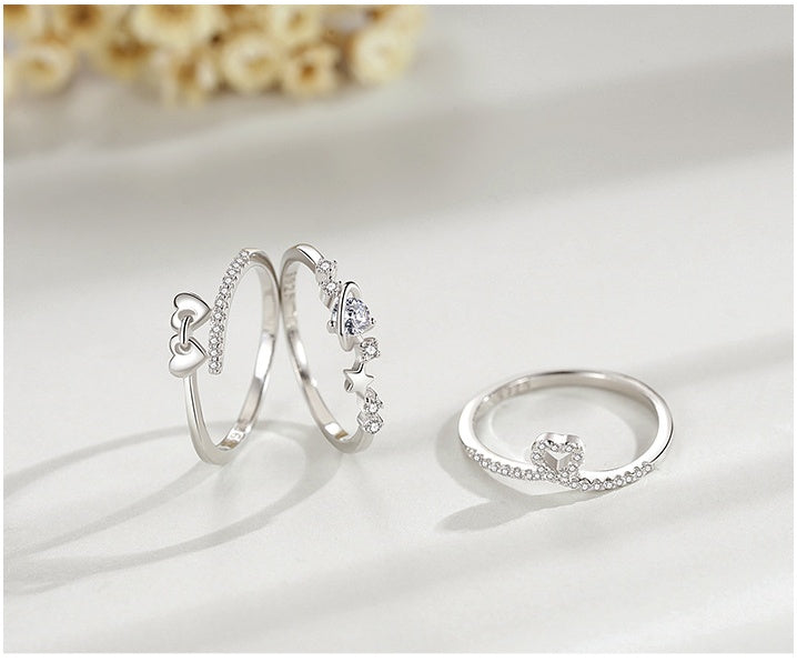 Star Shaped Sterling Silver Ring For Women Fashion Jewelry Index Finger Ring Elegant Daily Wear Everyday Spark