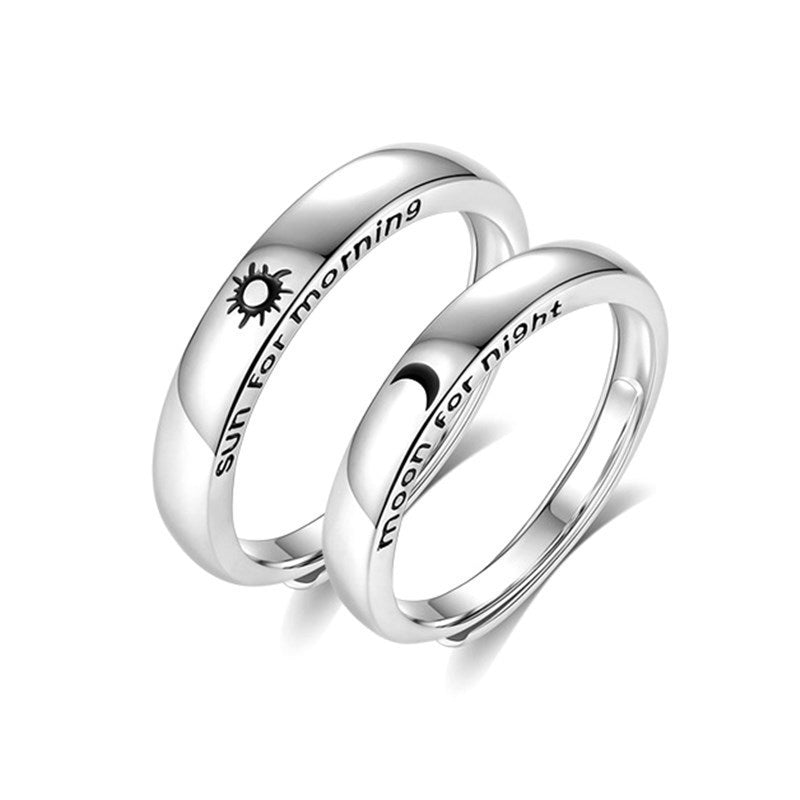 Couple Rings Adjustable Sun Moon Star Alloy Celestial Ring for Women and Men Cow Pattern Design Trendy Jewelry
