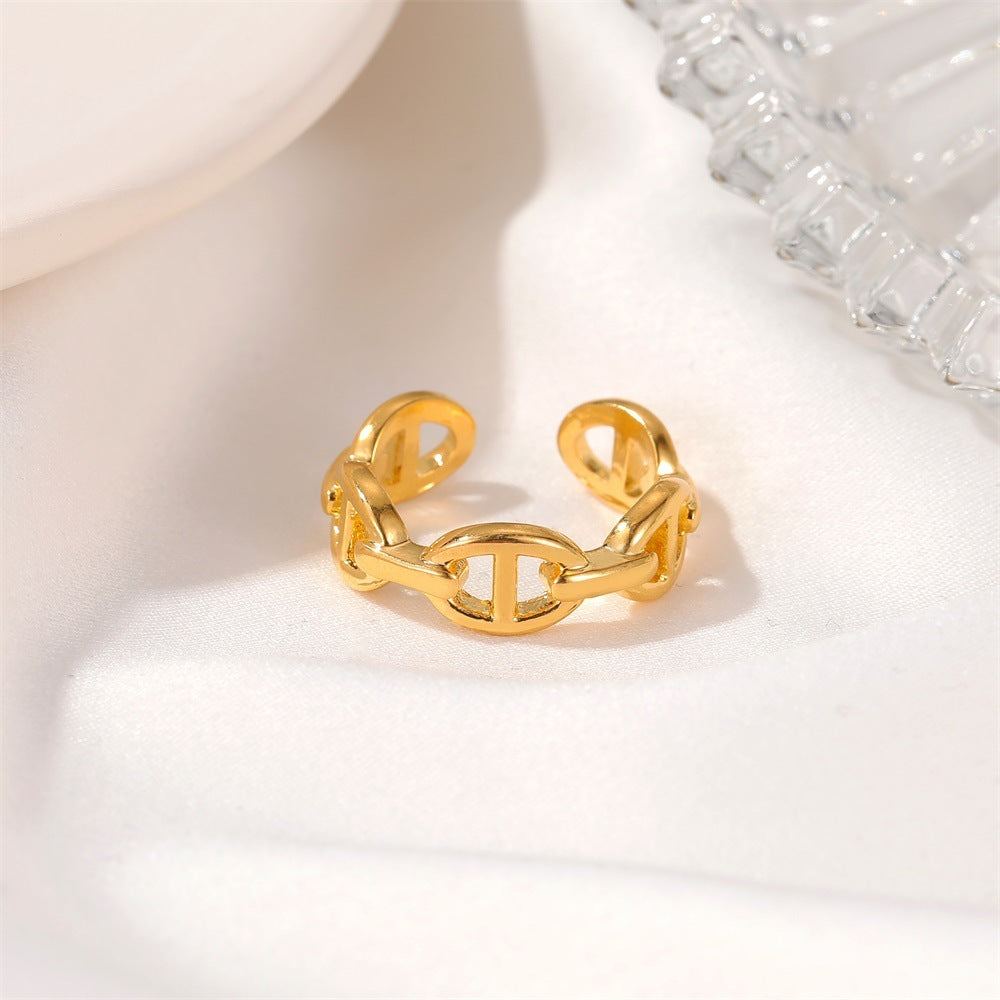 Alloy Lock Design Ring For Women Index Finger Fashion Jewelry Statement Trendy Ring Elegant Everyday Wear Chic