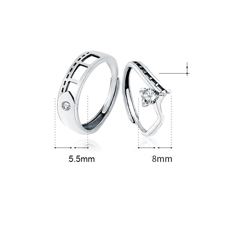 Sterling Silver Matching Couple Rings Vintage Design Adjustable Band Promise Wedding Jewelry Him And Her Today
