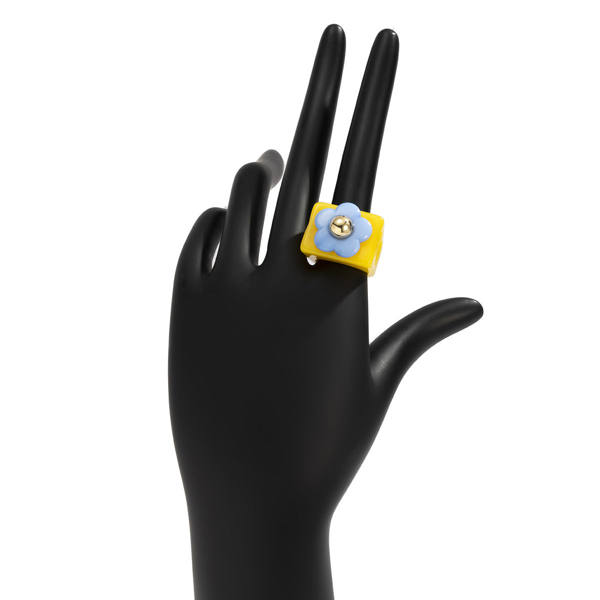 Womens Flower Resin Ring Wide Floral Statement Fashion Ring