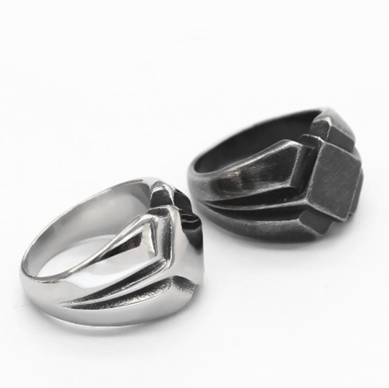Mens Vintage Punk Finger Ring Geometric Alloy Jewelry Accessory Durable Fashionable Daily Wear Versatile Style Chic