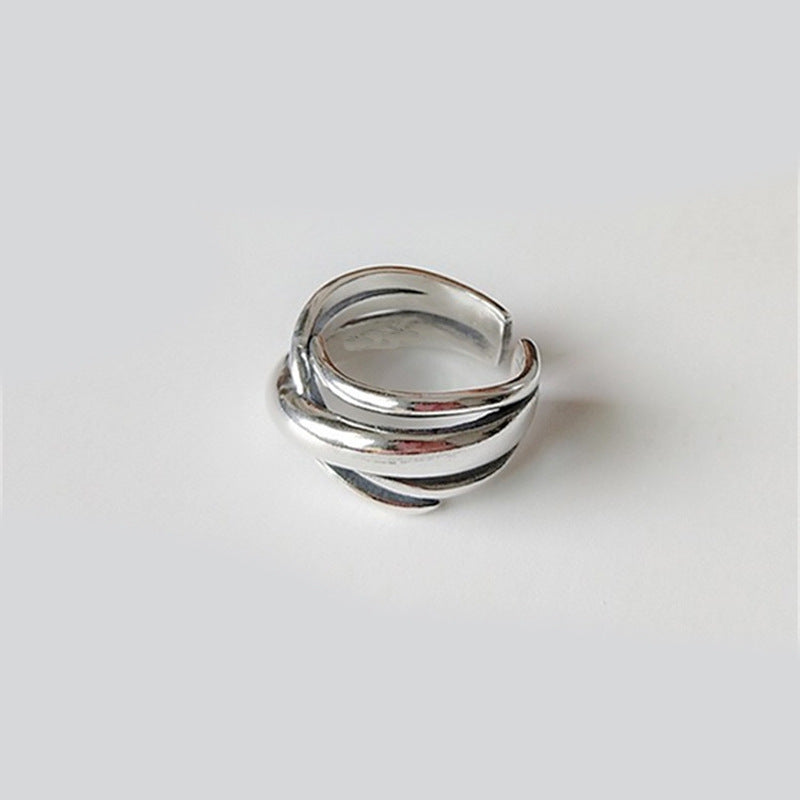 Womens Copper Ring Adjustable Fashion Geometric Multilayer Winding Design Rings Irregular Temperament Ring 9mm