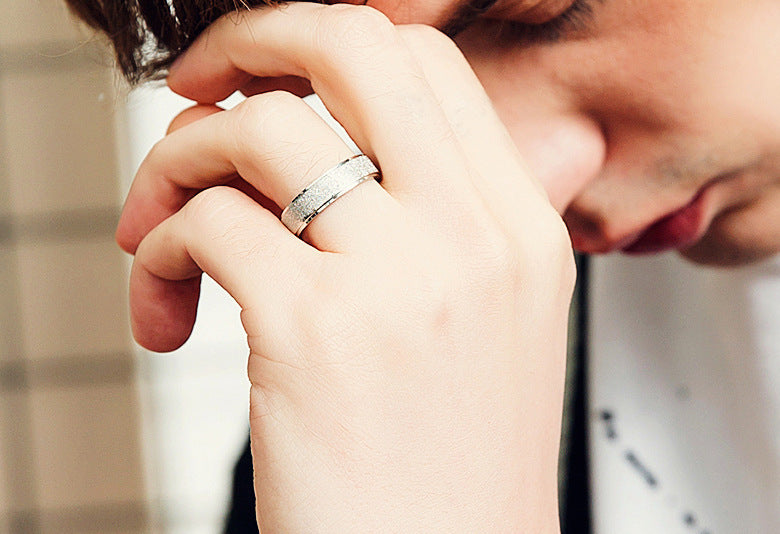 Womens Stainless Steel Frosted Ring 6MM Width 2MM Thickness Simple Elegant Durable Metal Ring Jewelry ForWomen