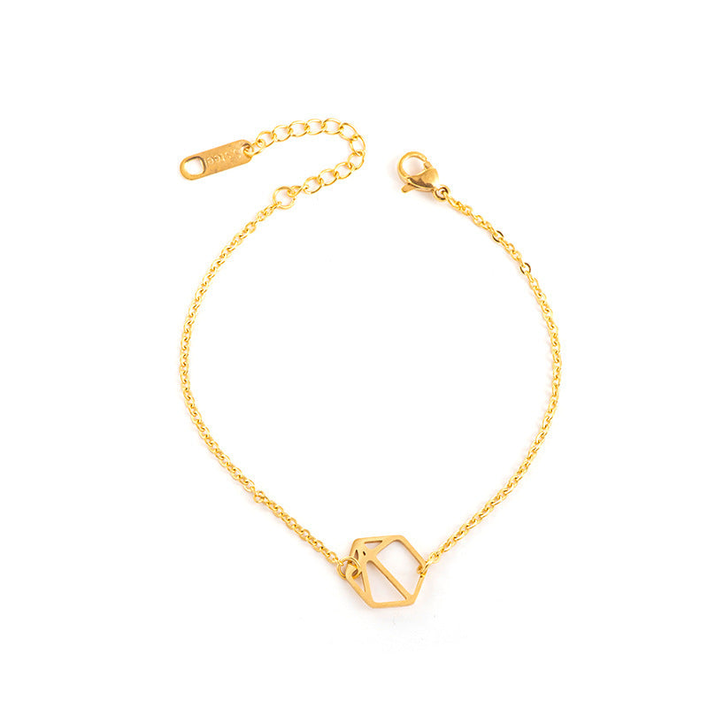 Stainless Steel Womens Geometric Hollow Pendant Bracelet