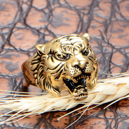 Metal Tiger Head Ring Electroplated For Men And Women Unisex Fashion Accessory With Bold Animal Motif Statement