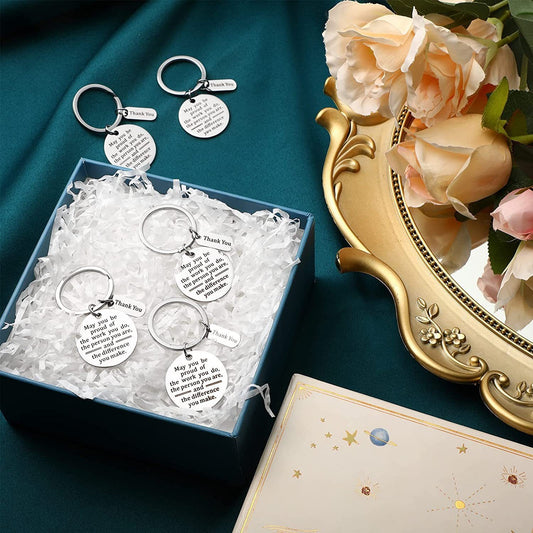 Stainless Steel Keychain Thoughtful Friendship Gift for Colleagues Expressing Gratitude Appreciation and Black