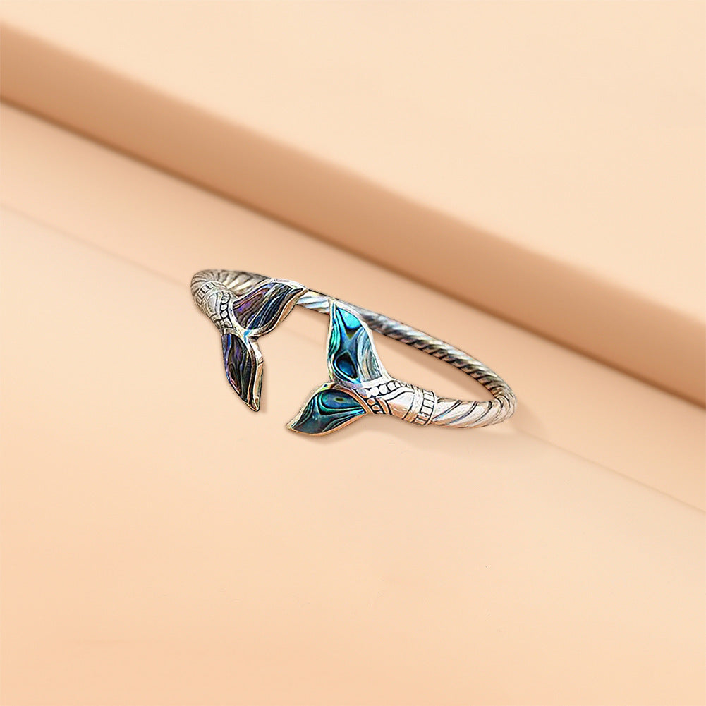 Women's Mermaid Tail Alloy Adjustable Open Ring Fashion Jewelry Statement Finger Ring Unique Design Gift For Women