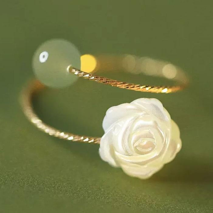 Womens Rose Ring Adjustable Opening Floral Ring Elegant Flower Ring Fashionable Accessories For Everydays Wear