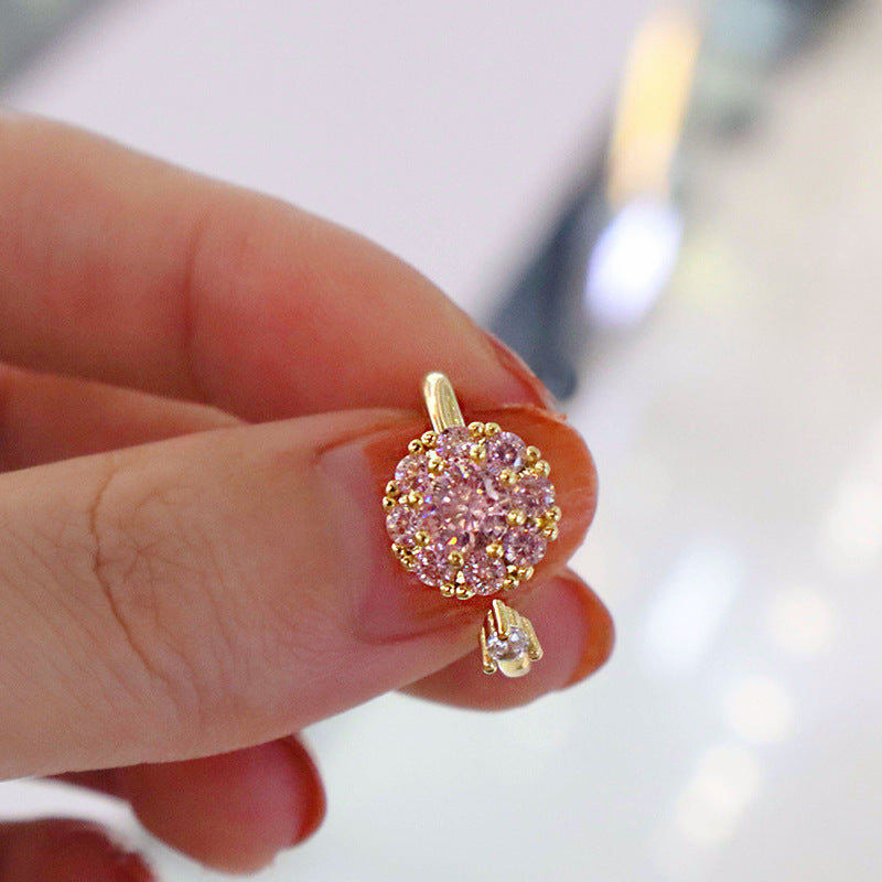 Women Adjustable Open Ring Diamond Accented Rotation Copper Geometric Korean Style Good Luck Gift For Students