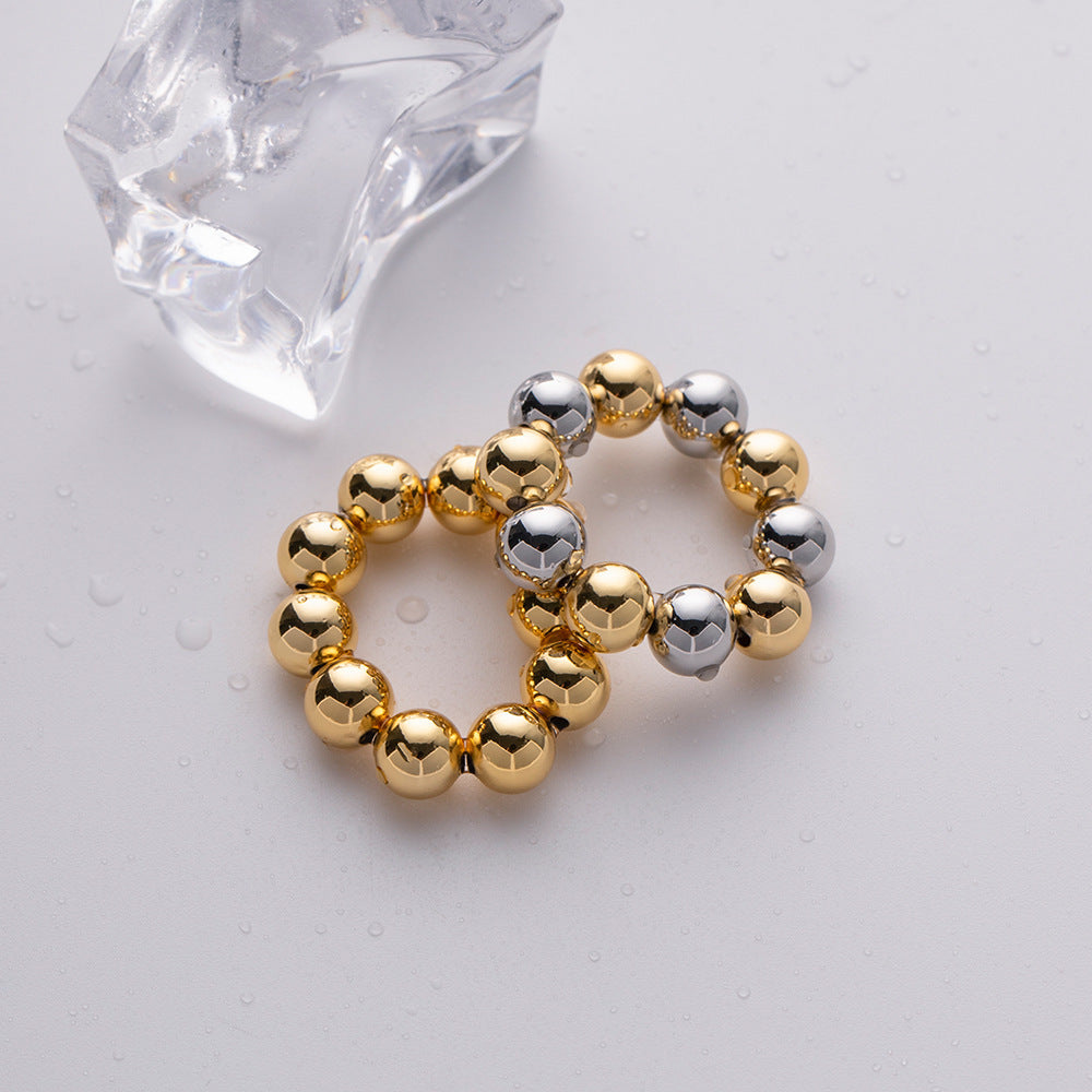 Stainless Steel Ring Electroplated Geometrical Ball Design Durable Modern Jewelry Luxury Fashionable For Women