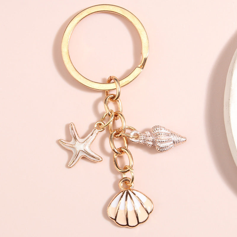 Starfish Mermaid Seahorse Shell Dolphin Zinc Alloy Keychain Pendant for Keys Bags and Decoration for Keys and Backpacks