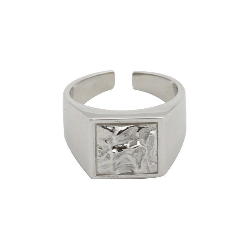 Thai Silver S925 Womens Ring Geometric Irregular Lava Design Korean Style Silver Ring For Daily Wear And Style