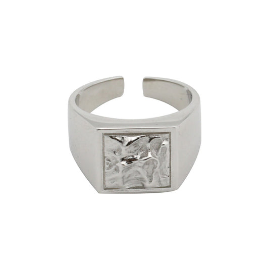 Thai Silver S925 Womens Ring Geometric Irregular Lava Design Korean Style Silver Ring For Daily Wear And Style