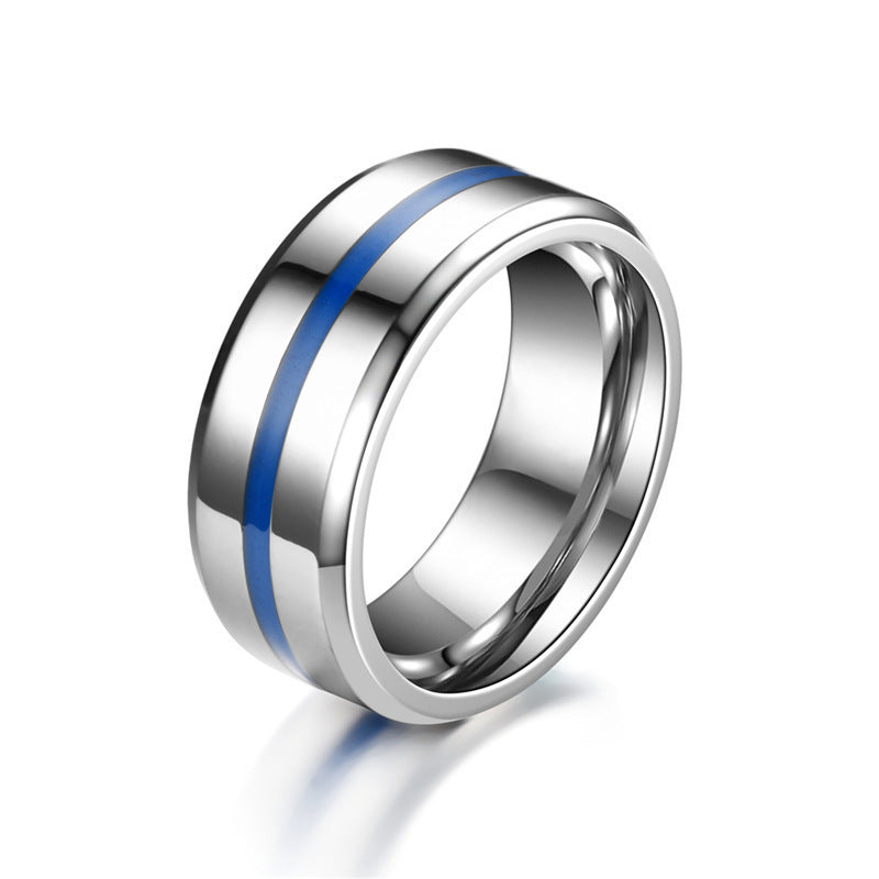 Unisex Titanium Steel Couple Rings Glossy Geometric Design Electroplated Band Ring for Wedding Celebration Joy