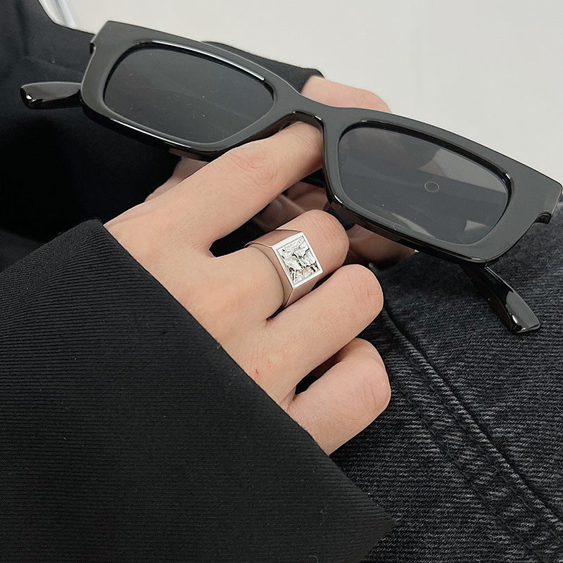 Thai Silver S925 Womens Ring Geometric Irregular Lava Design Korean Style Silver Ring For Daily Wear And Style