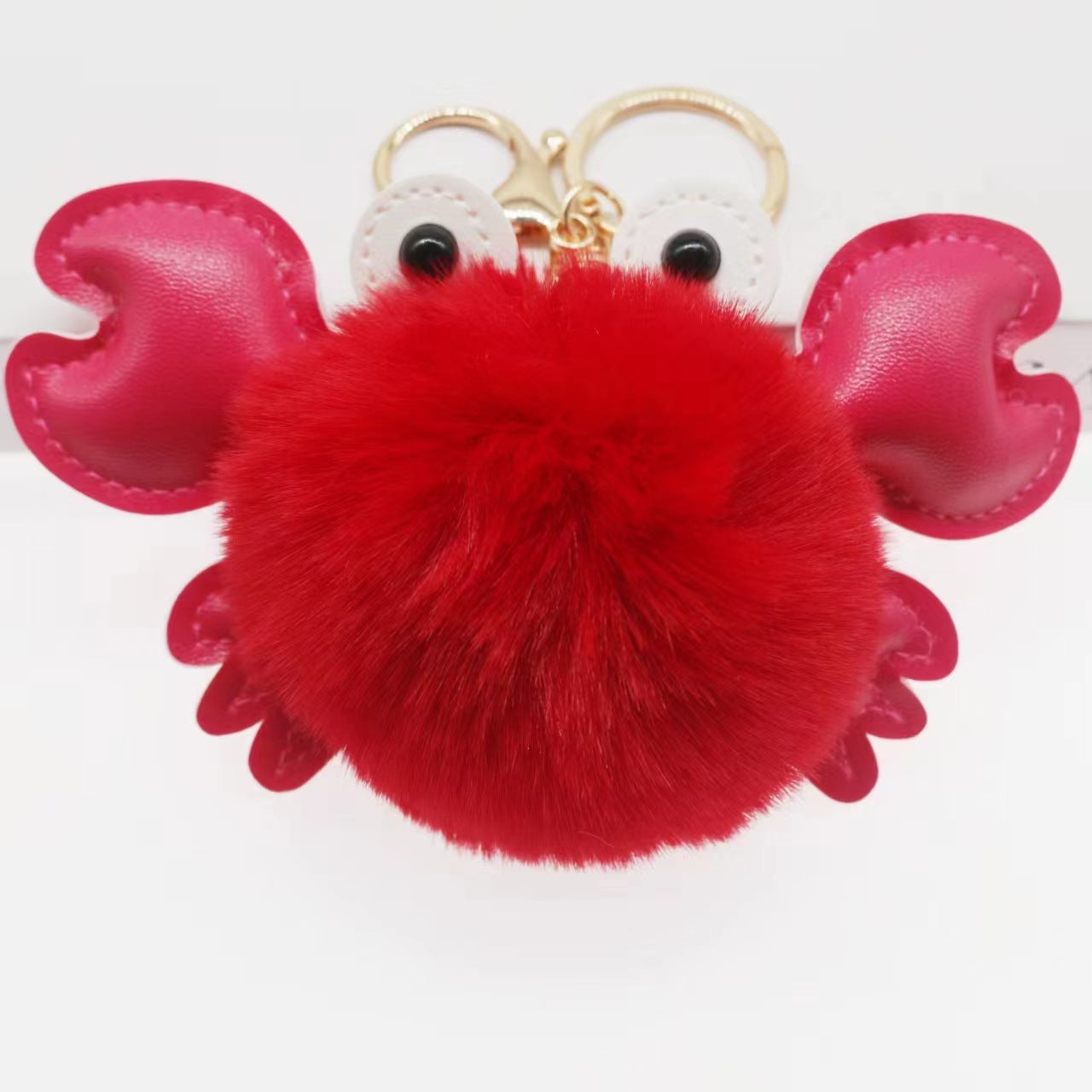 Crab Keychain Adorable Cartoon Crab Pendant Sewn Faux Leather Accessory Cute Crab Design Perfect Gift Great Gift