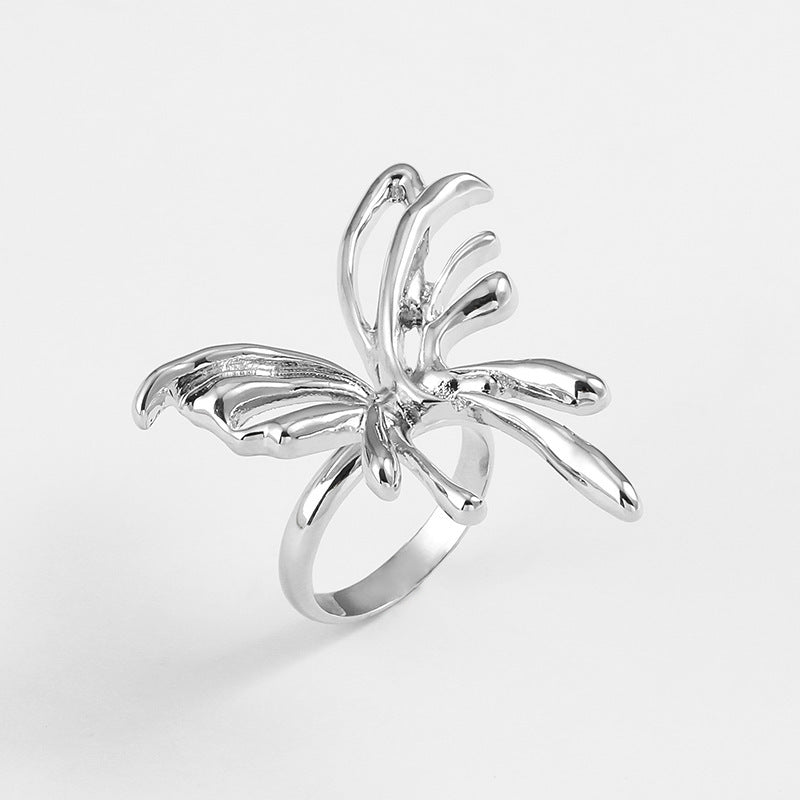Womens Butterfly Bow Insect Ring Lava Metal Alloy Fashion Jewelry Statement Piece Unique Design Everyday Wear